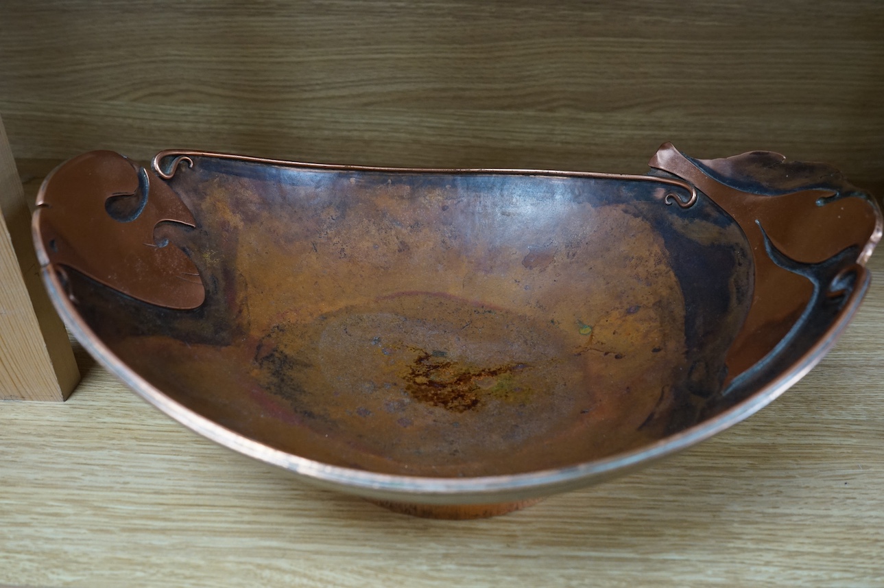 Sam Fanaroff, a copper dish, 34.5cm wide. Condition - fair